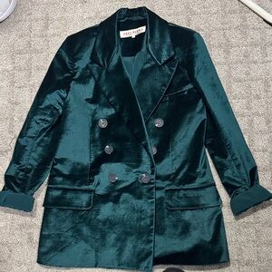 Free People Emerald Velvet Blazer